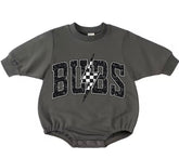 Bubble Sweatshirt Romper - Bubs Lightning Hippo Boutique