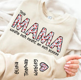 Custom Floral Mama Sweatshirt with children’s name on sleeve Hippo Boutique