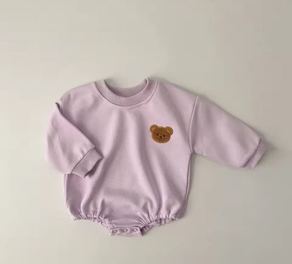 Teddy Bear Sweatshirt Romper Bodysuit Hippo Boutique
