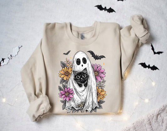 Women’s cute Halloween sweatshirt Halloween crewneck Halloween sweater cute duck sweatshirt Halloween hoodie Canada cat sweater cat lover merch floral sweatshirt floral hoodie cat hoodie Halloween cat hoodie floral hoodie canada