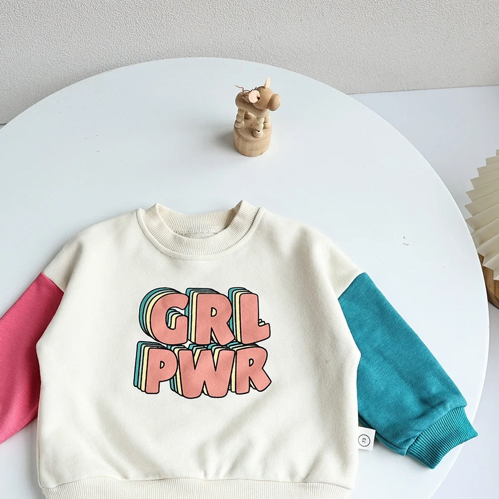 Girl Power French Terry Baby and newborn Sweatshirt Hippo Boutique