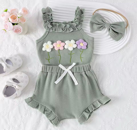 Knit Floral Baby Outfit Hippo Boutique