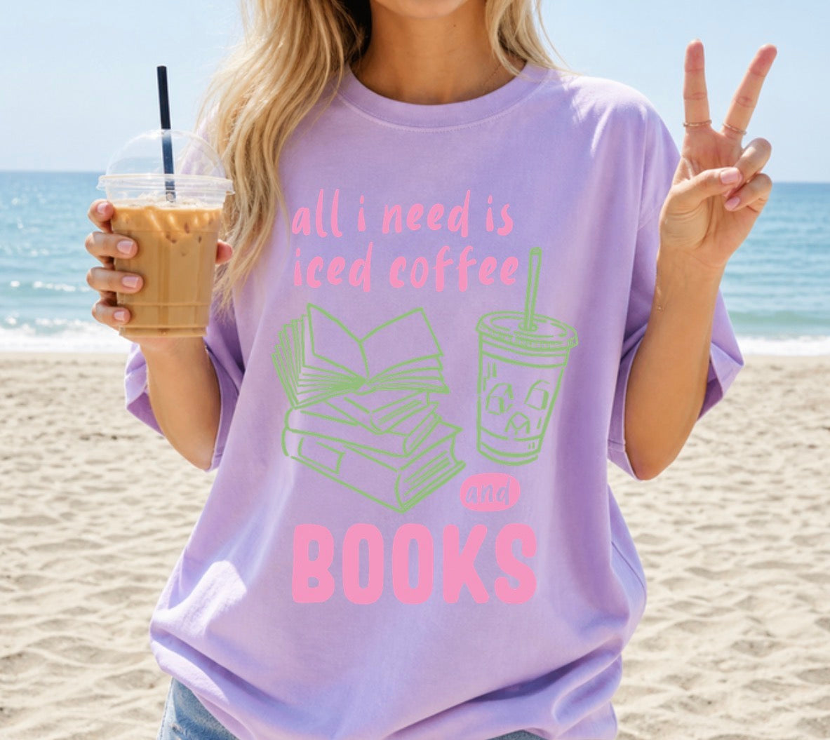 Cropped T-Shirts - Iced Coffee & Books Hippo Boutique