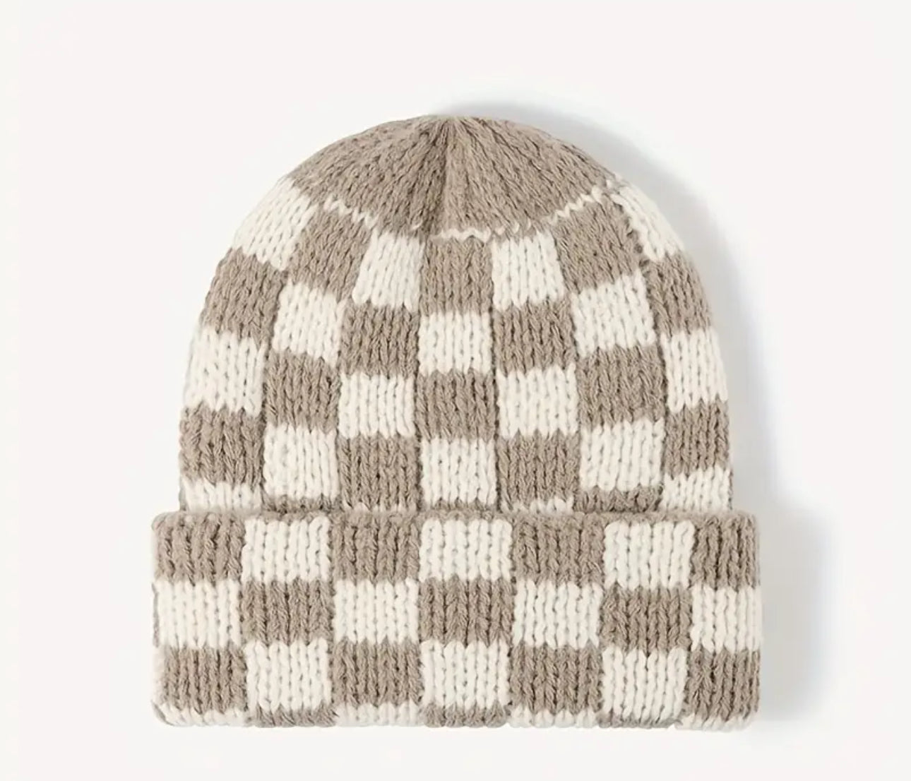 Checkered Print Knit Beanies Hippo Boutique