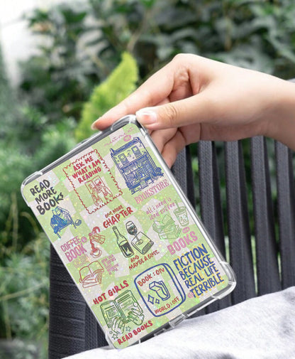 Kindle Insert - Green Checkered Hand Drawn Bookish Hippo Boutique