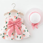 Strawberry Sleeveless Baby Dress with Sun Hat Hippo Boutique