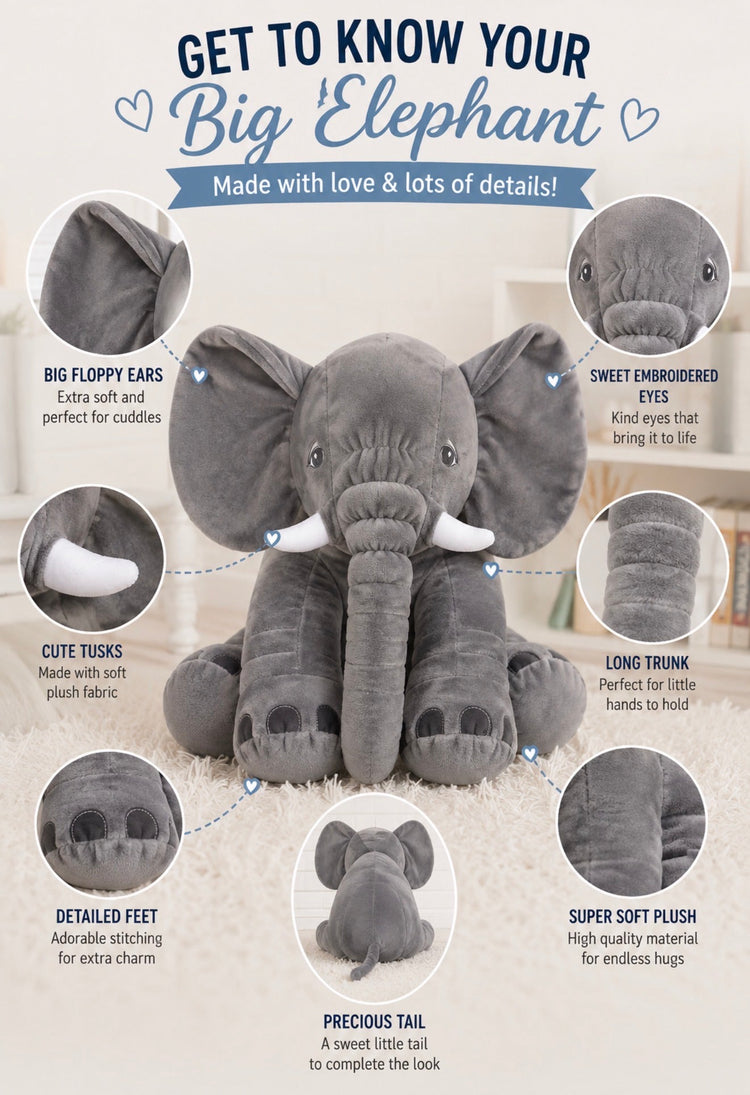 Personalized Baby Birth Stats Elephant – Custom Name & Newborn Keepsake Hippo Boutique