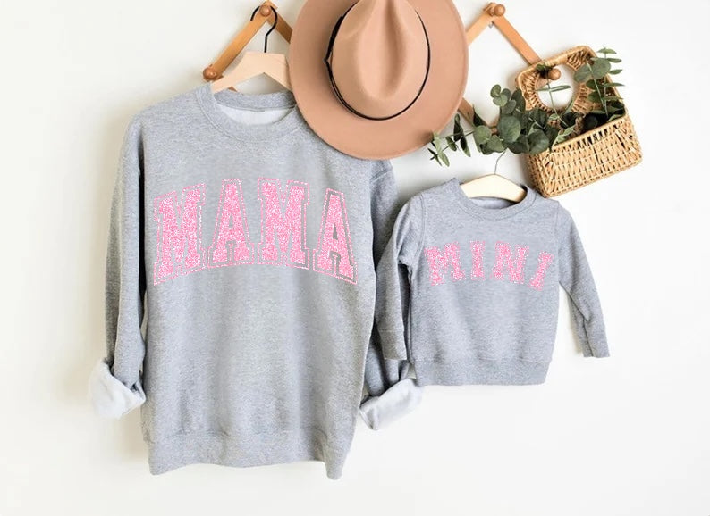 Glitter Mama & Mini Matching Sweatshirts - Grey Hippo Boutique