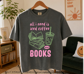 Cropped T-Shirts - Iced Coffee & Books Hippo Boutique