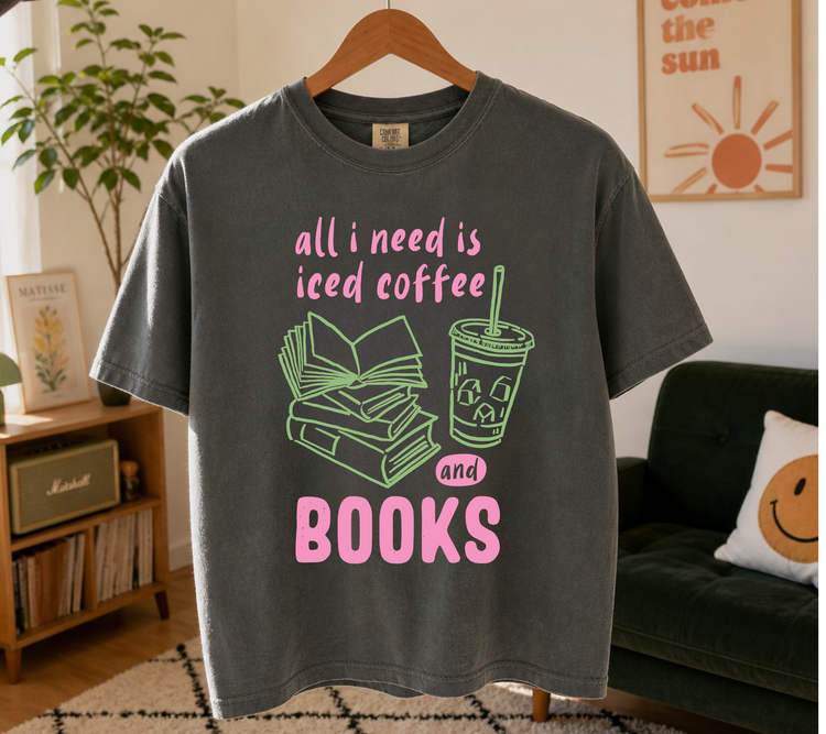 Cropped T-Shirts - Iced Coffee & Books Hippo Boutique