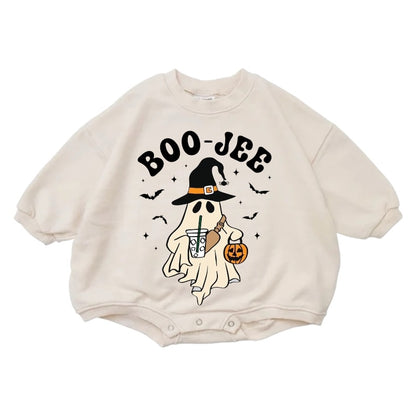 Boojee Cotton Baby Halloween Sweatshirt Romper Hippo Boutique