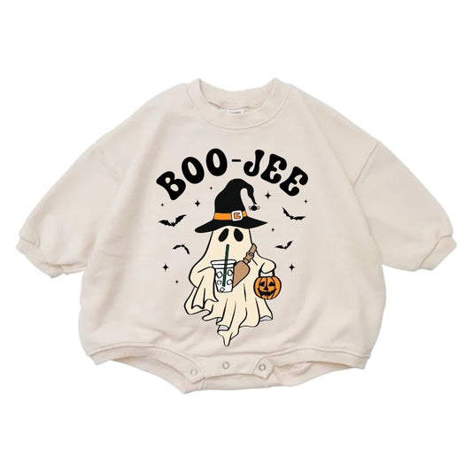 Boojee Cotton Baby Halloween Sweatshirt Romper Hippo Boutique