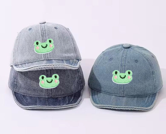 Smiley Frog Soft Edge Baby Hats Hippo Boutique Baby Soft Edge Cowboy Duck Tongue Hat Fashion Sunshade Peaked Hats Korean Kids Elastic Baseball Cap 5-24M Toddler Sun Visors froggy hat caps