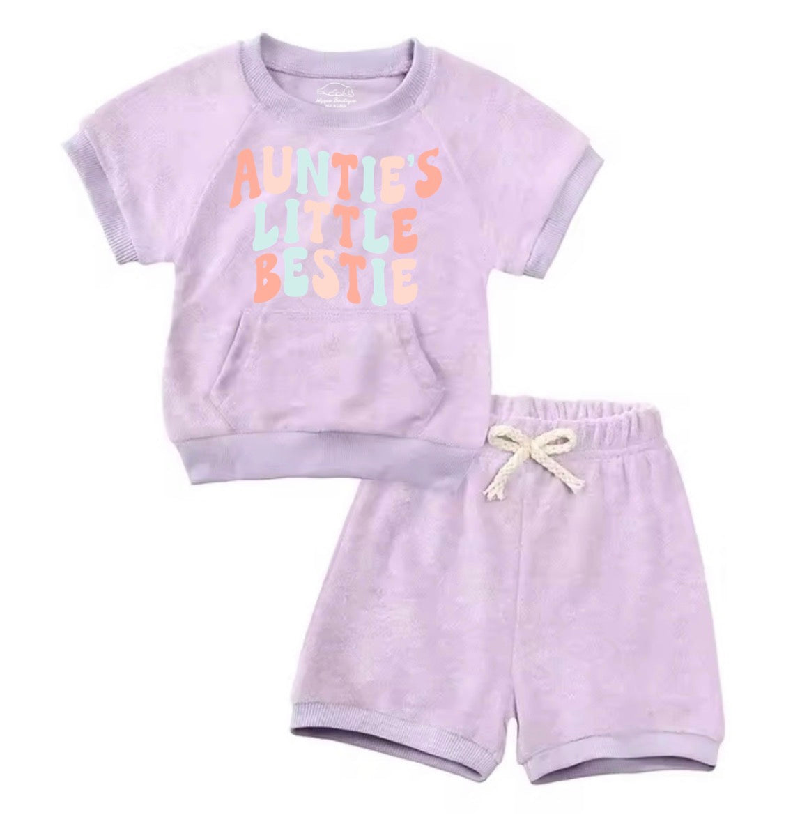Auntie’s Little Bestie Baby girl outfit pocket Hippo Boutique