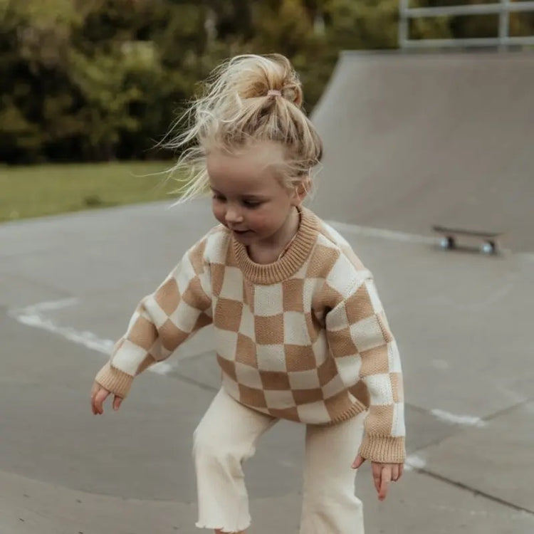 Checkered Knit baby Sweater Hippo Boutique