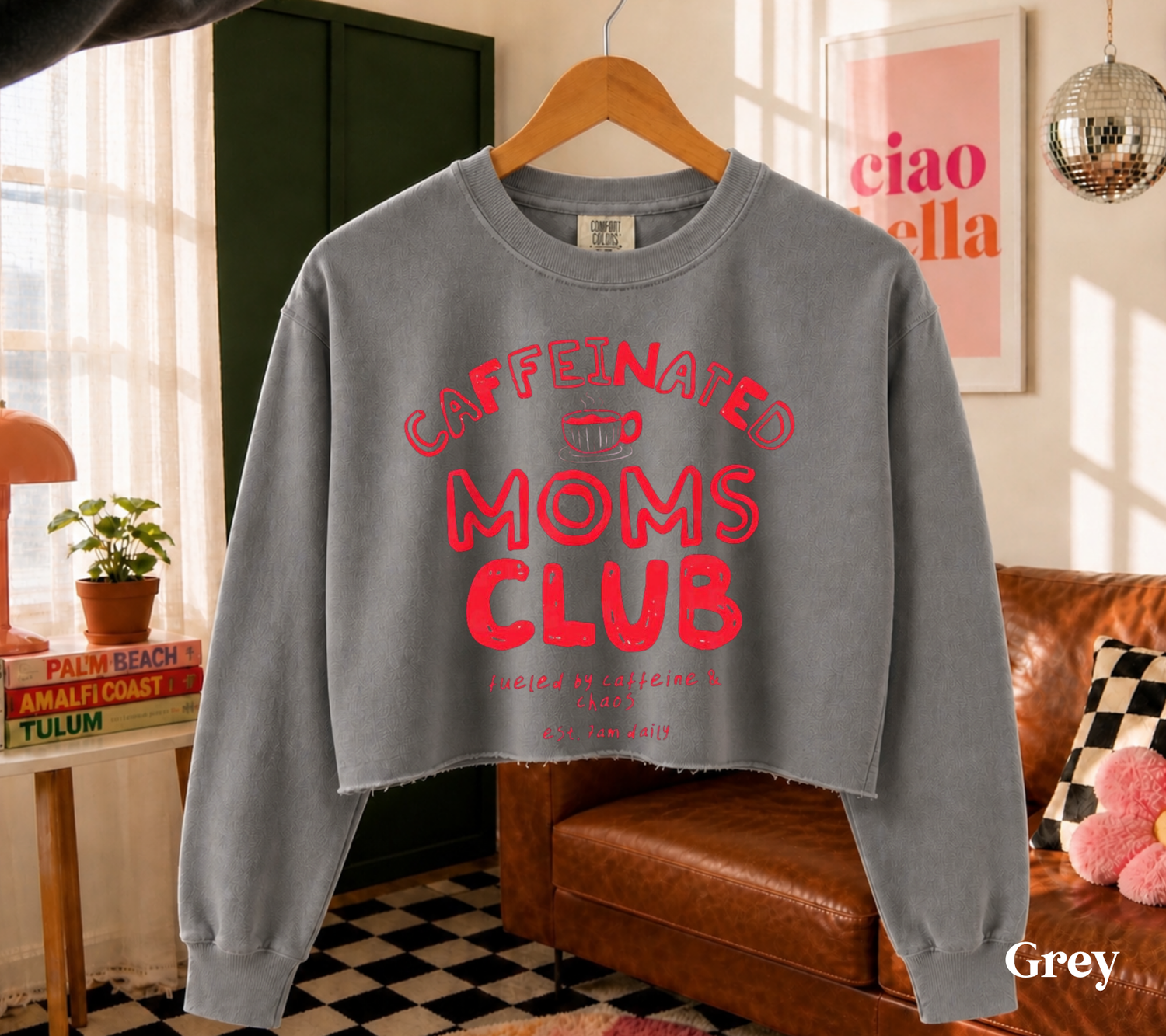 Cropped Sweatshirt - Caffeinated Moms Club Hippo Boutique