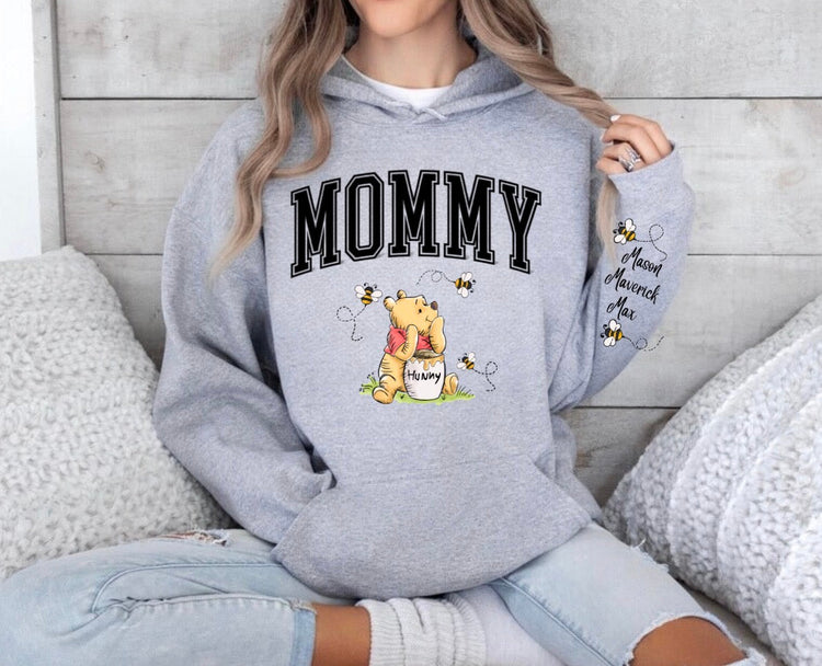 Custom Mama Bear Sweatshirt with children’s name on sleeve Hippo Boutique