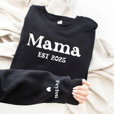 Custom Mama Sweatshirt with children’s name on sleeve Hippo Boutique