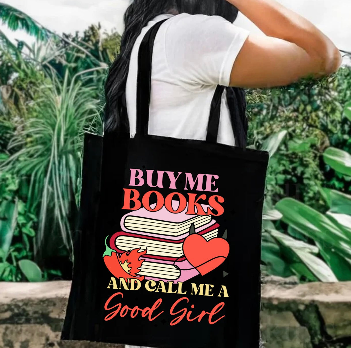 Buy Me Books and call me a good girl Bookish Tote Shoulder Bag Hippo Boutique
