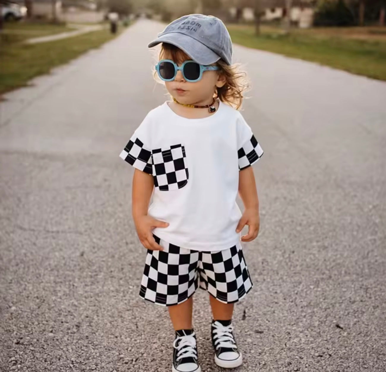 Cotton Checkered Outfit Hippo Boutique