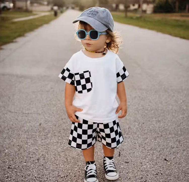 Cotton Checkered Outfit Hippo Boutique