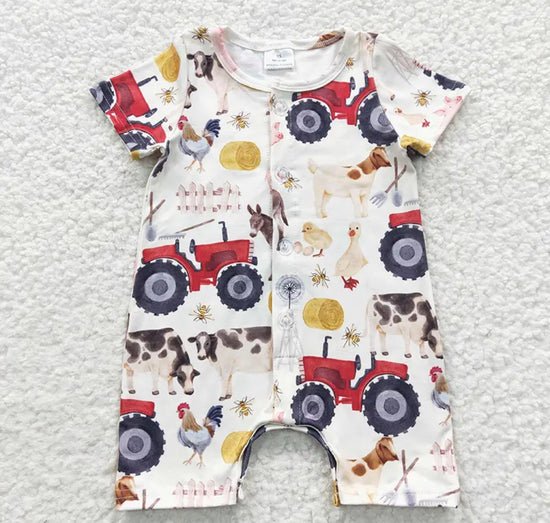 Baby Farm Tractor Rompers Hippo Boutique