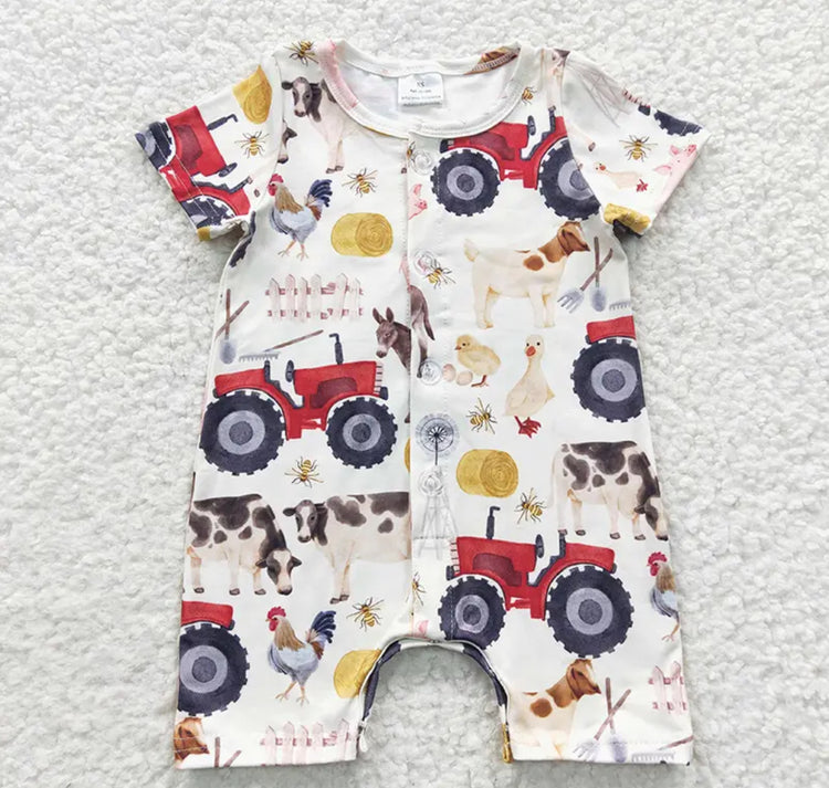 Baby Farm Tractor Rompers Hippo Boutique