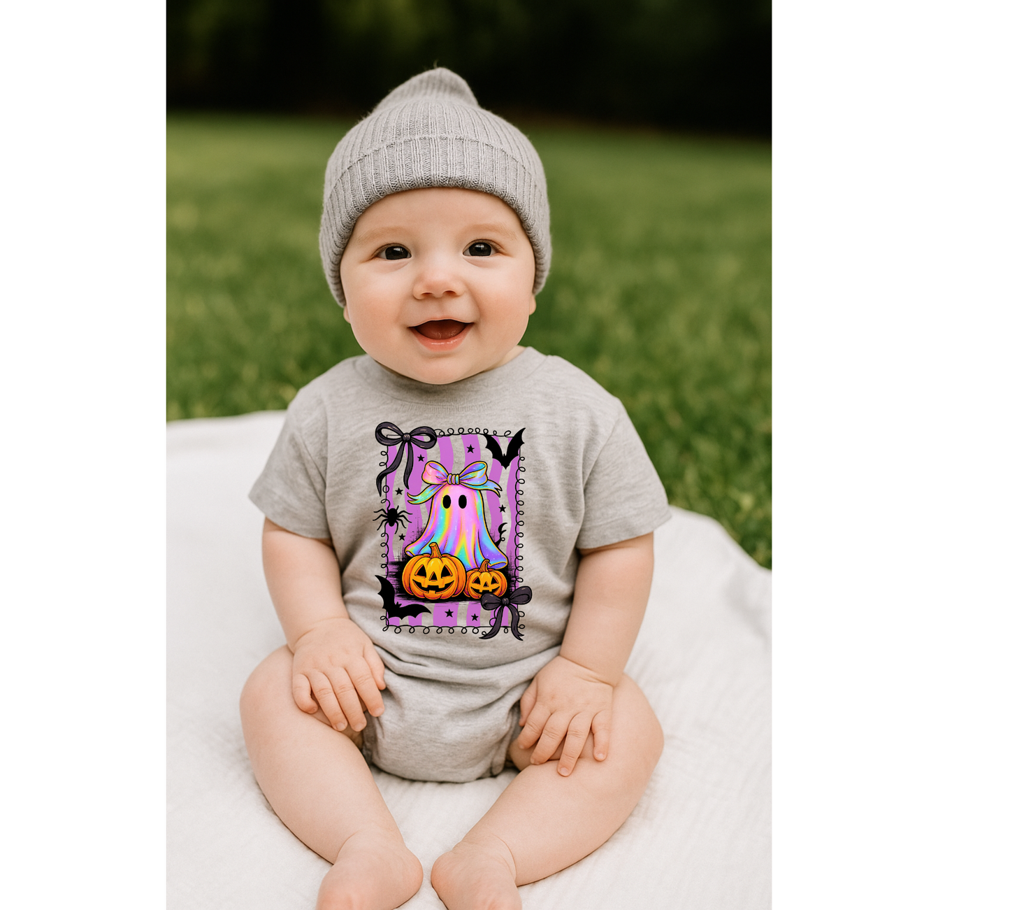 Ghost Coquette Halloween Baby t-shirt Bubble Romper Hippo Boutique