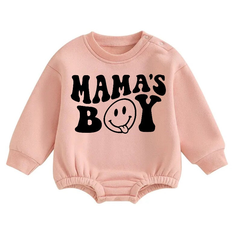 Soft warm Mama’s Boy fleece Baby Boy Oversized Sweatshirt Romper Hippo Boutique