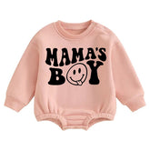 Soft warm Mama’s Boy fleece Baby Boy Oversized Sweatshirt Romper Hippo Boutique