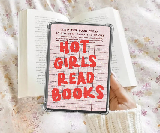 Red hot girls read books library card Kindle insert with bookish designs red and pink kindle insert halo graphic kindle card stock
