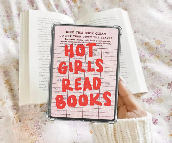Red hot girls read books library card Kindle insert with bookish designs red and pink kindle insert halo graphic kindle card stock