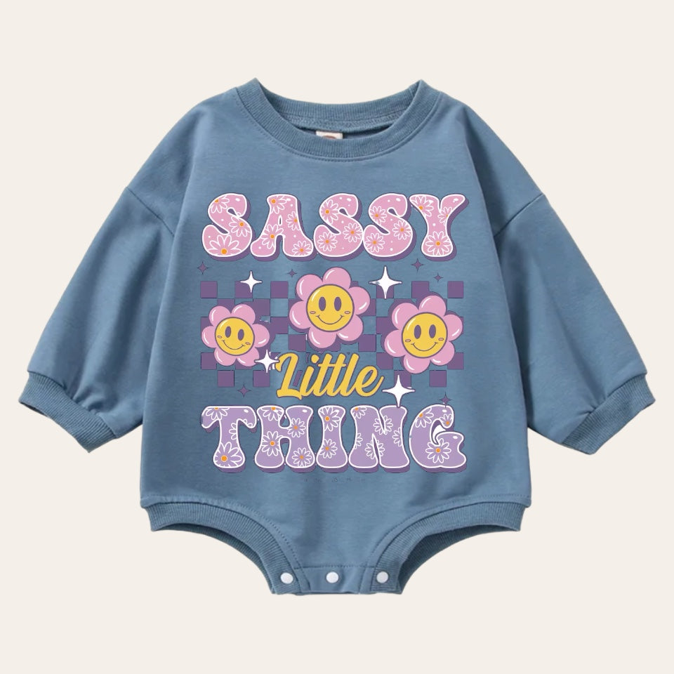Sassy Lottle Thing Oversized Sweatshirt Romper Hippo Boutique