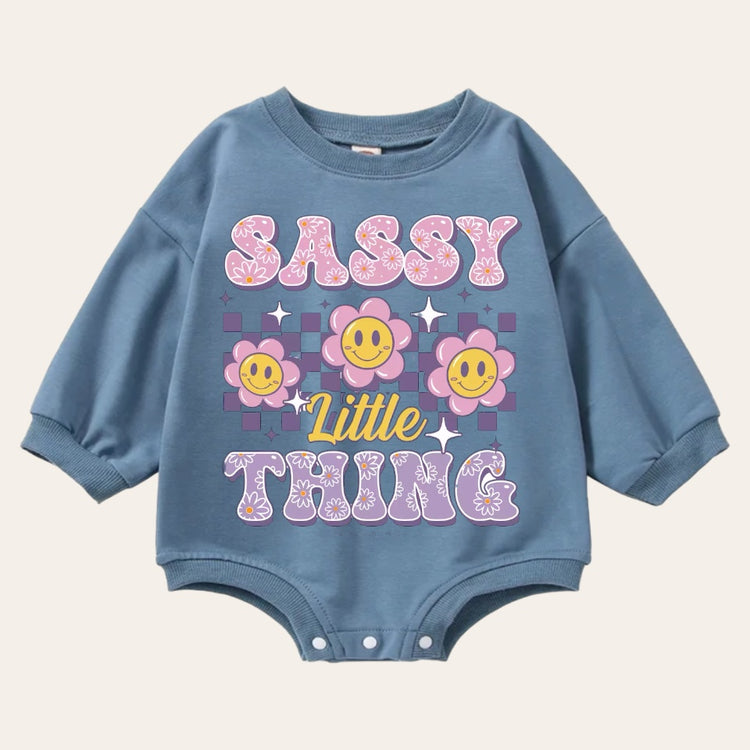 Sassy Lottle Thing Oversized Sweatshirt Romper Hippo Boutique