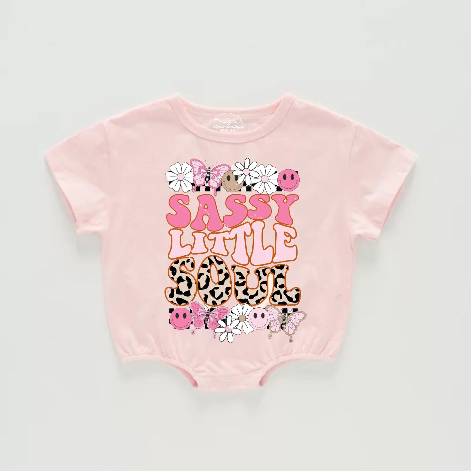 Retro Sassy Little Soul Baby Girl t-shirt Bubble Romper Hippo Boutique