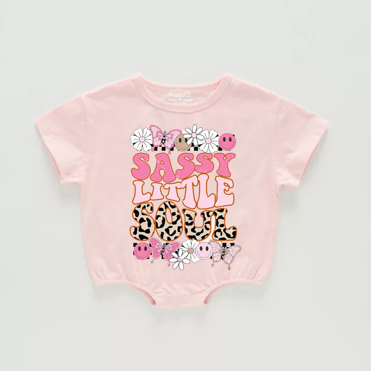 Retro Sassy Little Soul Baby Girl t-shirt Bubble Romper Hippo Boutique