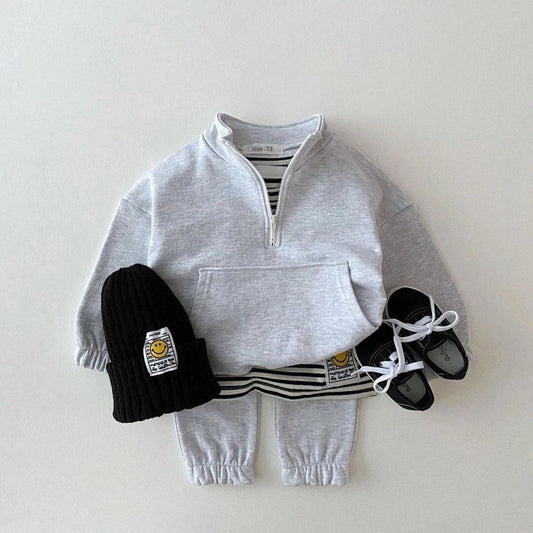 Baby & Toddler Half Zip Sweatshirt Outfit Hippo Boutique