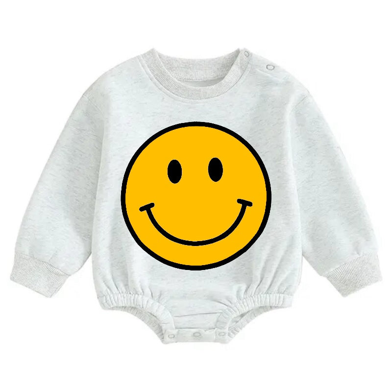 Soft warm fleece Baby Smile Oversized Sweatshirt Romper Hippo Boutique