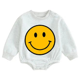 Soft warm fleece Baby Smile Oversized Sweatshirt Romper Hippo Boutique