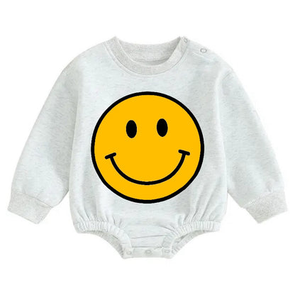 Soft warm fleece Baby Smile Oversized Sweatshirt Romper Hippo Boutique