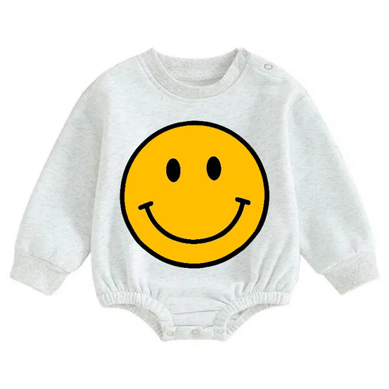 Soft warm fleece Baby Smile Oversized Sweatshirt Romper Hippo Boutique