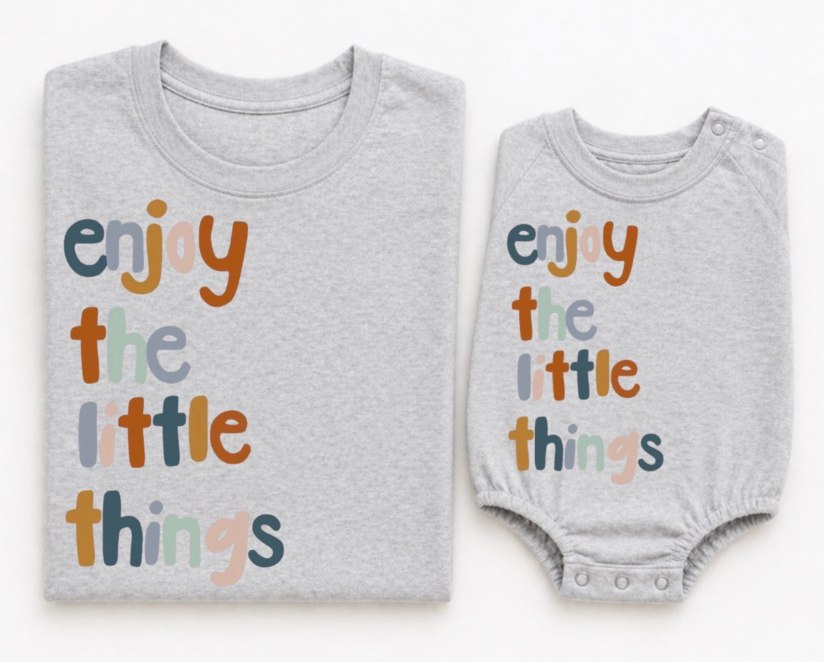 Mama & Mini Matching T-Shirts & Romper - Enjoy the little things Hippo Boutique
