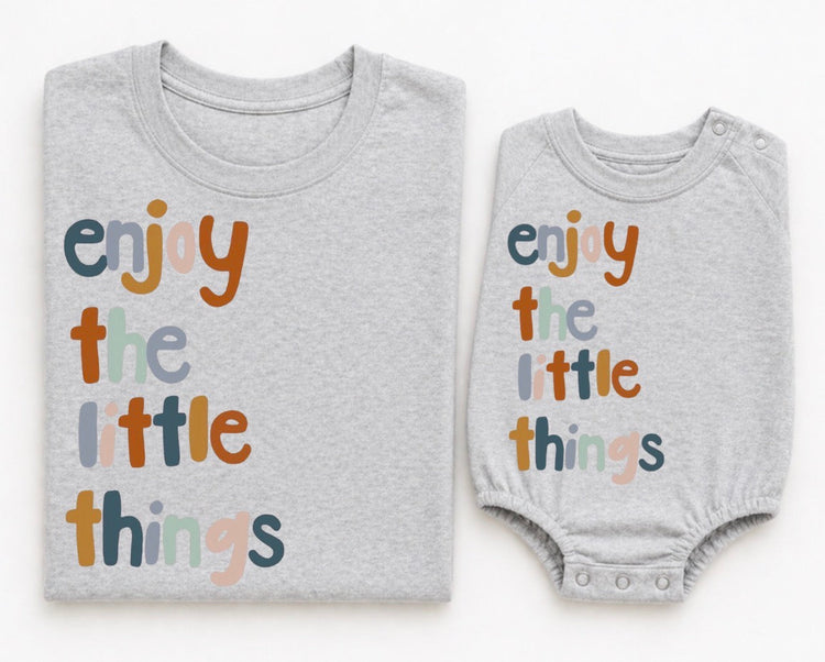 Mama & Mini Matching T-Shirts & Romper - Enjoy the little things Hippo Boutique