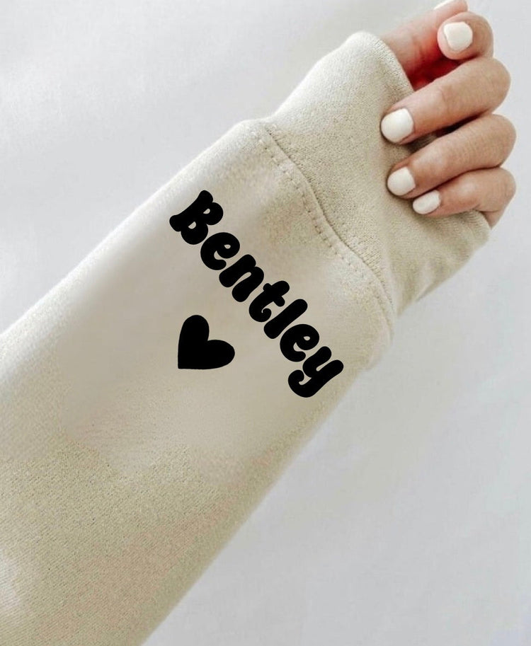 Custom Mama Sweatshirt with children’s name on sleeve Hippo Boutique