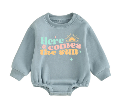 Soft warm fleece oversized Romper - Here comes the sun Hippo Boutique