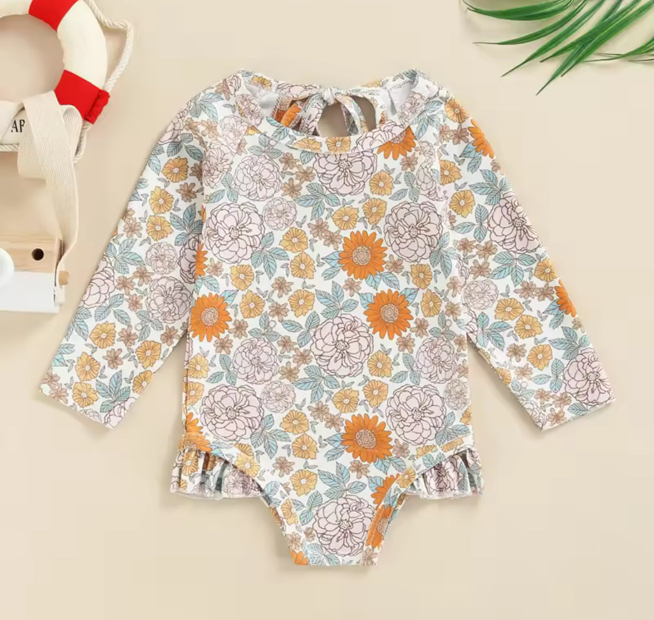 Baby Girl Boho One Piece Rash Guard Swimsuit Hippo Boutique