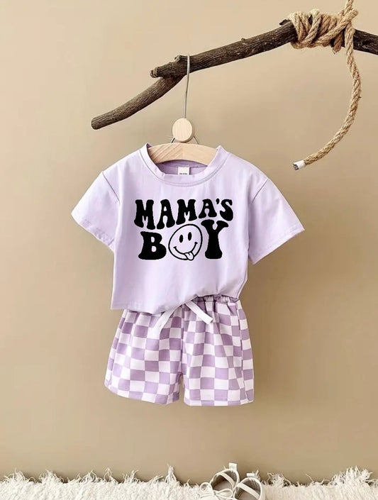 Mama’s Boy T-Shirt & Checkered Shorts Set Hippo Boutique