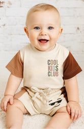 Cool Kids Club Baby and Kids cotton color block t-shirt & shorts outfit Hippo Boutique