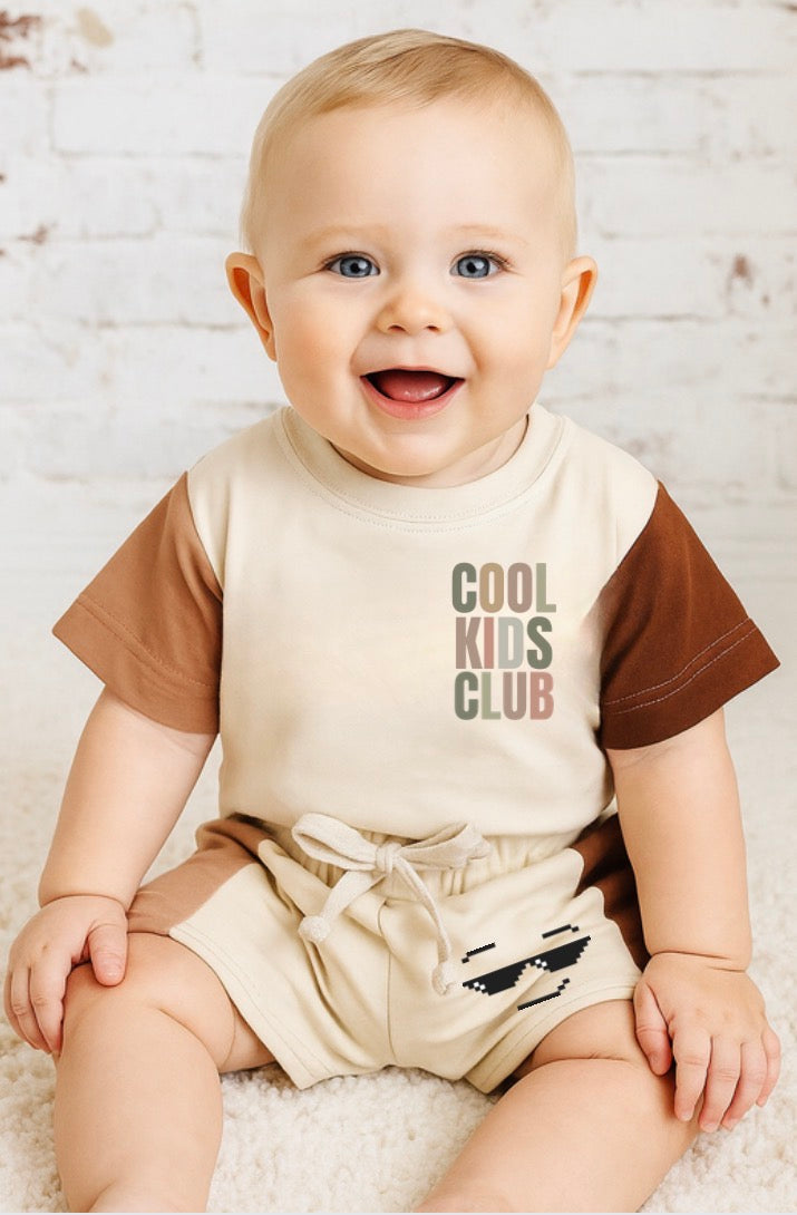 Cool Kids Club Baby and Kids cotton color block t-shirt & shorts outfit Hippo Boutique