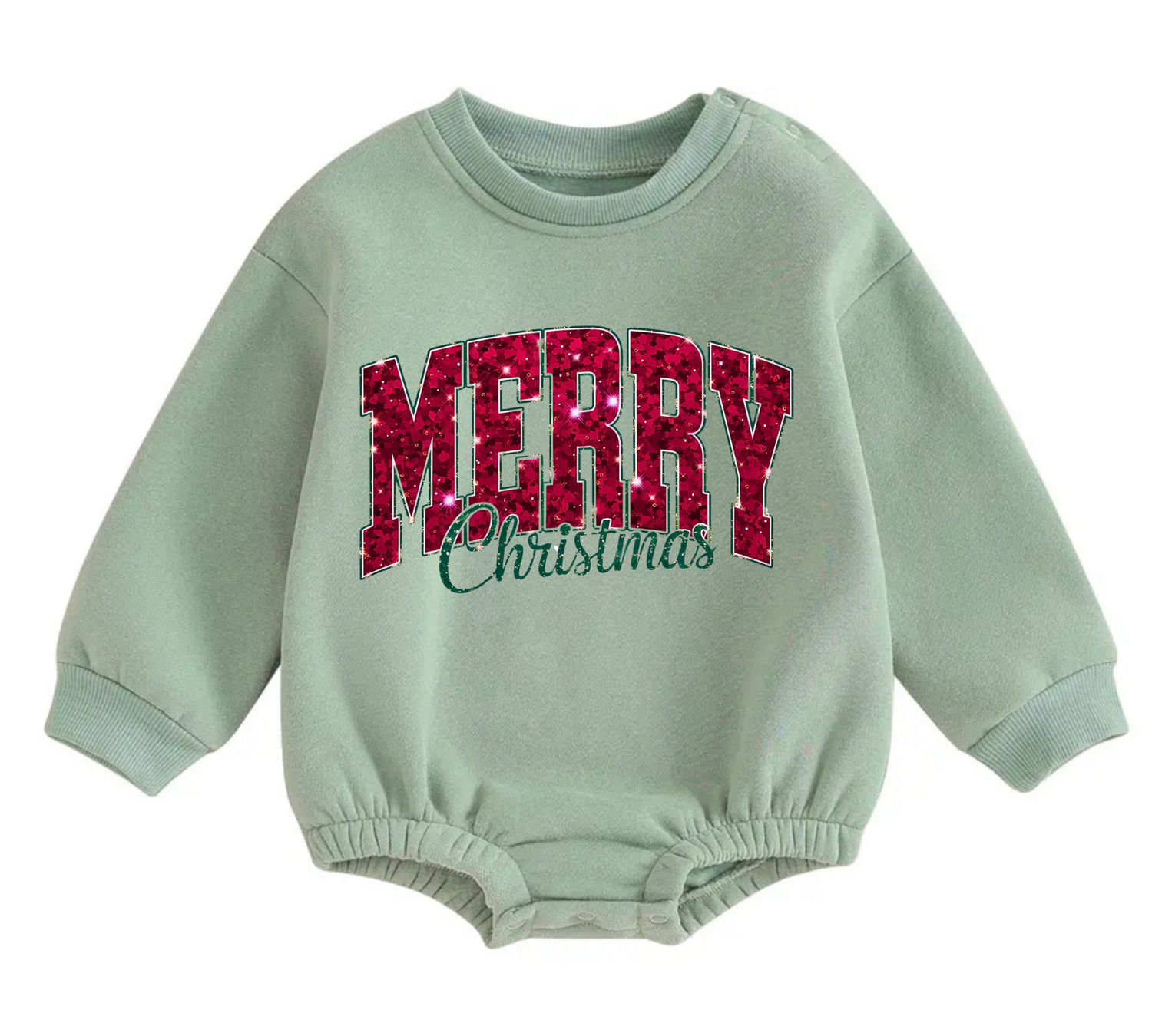 Merry Christmas fleece Baby Oversized christmas Sweatshirt Romper Hippo Boutique
